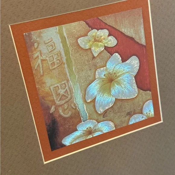 Vintage Japanese Foil Art Framed in Bamboo Frame Measuring 13 X 13 - Picture 6 of 12